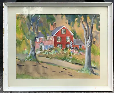 Vintage 1953 HERVE GOULET Cape Cod Home Landscape PAINTING - Provincetown Listed • $265.50