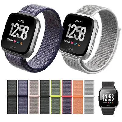 Nylon Loop Woven Sports Watch Band Strap For Fitbit Versa 2/3/4/Lite Sense 2/1 • £2.99