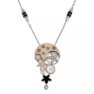 La Nouvelle Bague 1ct Diamond Enamel 18k White Gold 925 Silver Floral Necklace • $3840.27