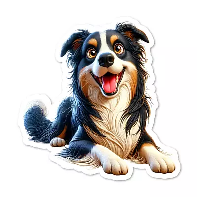 Border Collie Funny Dog Vinyl Sticker Water Resistant Indoor Use 2 Sizes • $3.75