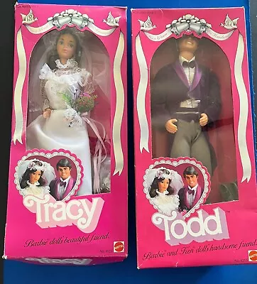 Vintage Barbie 1982 TRACY Bride And NRFB TODD Groom Mattel 4103 4253 Dolls • $95