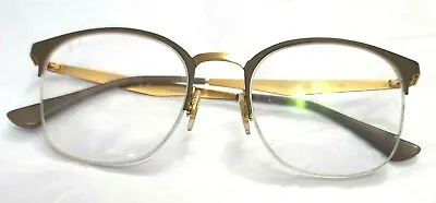 Ray Ban RB6422 3005 Brown Gold Half Rim Round Eyeglasses Frame 49-19 140 (B) • $25.49