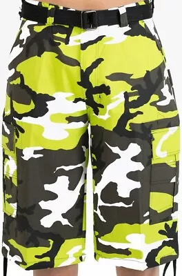 Men's Btl Camouflage Cargo Shorts With Belt 12 Color 32-56 • $19.99