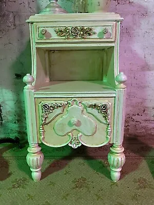 $495 • Buy Painted Cottage Chic Shabby Romantic French Night Table 