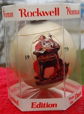 Vintage Multicolor 3  Norman Rockwell 1979 Santa Glass Ball Ornament Kitschy • $9.97