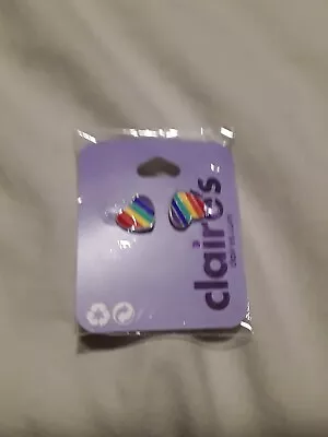 Rainbow 🌈 🏳️‍🌈 Heart Studs From Claires • £0.99