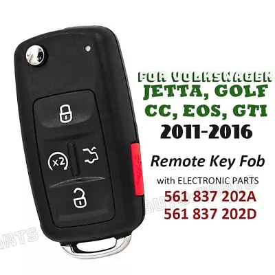 NBG010206T For VW Volkswagen Jetta GTI Golf CC Eos 2011-2016 Flip Remote Key Fob • $18.61