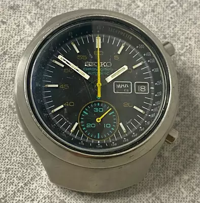 Seiko HELMET 6139-7101 Automatic Chronograph Black Men's Watch Vintage 6139-7100 • $190