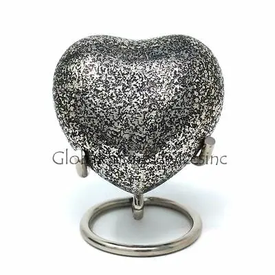 Glenwood Small Black Heart Keepsake Urn With Stand For Ashes • £34.99