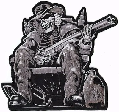 Shotgun Skull Drunk Cowboy Embroidered Jacket Back Patch |IRON ON OR SEW   9.0   • $19.95