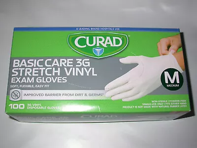 Curad Basic Care 3g Stretch Vinyl Exam Gloves 100 Count Medium (m) • $17