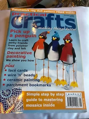 £4 • Buy PRACTICAL CRAFTS Magazine -  Jan.2003 ~ Parchment,Ceramic Painting,Beads,Cards