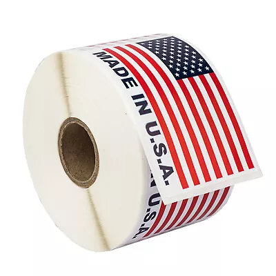 MADE IN USA Flag Pre-Printed Labels / Stickers ( 2  X 3 ) - (28) Rolls Of 500  • $96.99