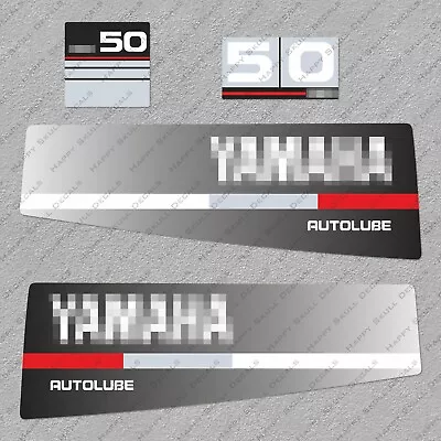 Yamaha 50 HP Autolube Two Stroke Outboard Engine Decals Sticker Set Reproduction • $76.64