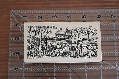 New NORTHWOODS Rubber Stamp Pumpkin Patch Garden Harvest Farm Field Scarecrow • $8.40