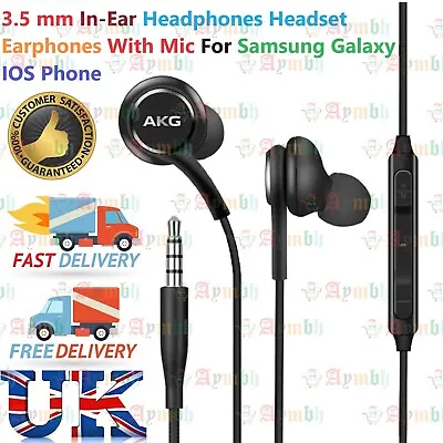 3.5 Mm In-Ear Headphones Headset Earphones With Mic For Samsung Galaxy IOS Phone • £3.59