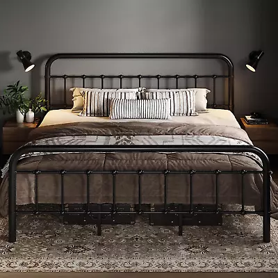 Allewie King Size Metal Platform Bed Frame With Victorian Style Wrought Iron-Art • $237.80