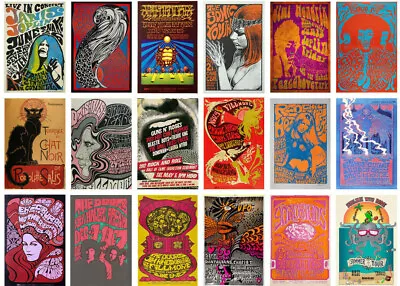 MUSIC FESTIVAL CONCERT Posters Gig Bands Prints Vintage Retro 60s A34 Wall Art • £10.99