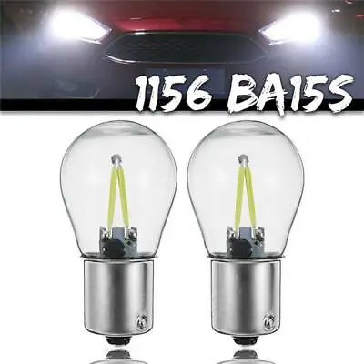 2x 1156 BA15S P21W COB White LED Light Turn Signal Reverse Lamp Bulbs DC 12V-24V • $4.14