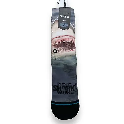 Stance Shark Week Pearly Whites Mens Casual Crew Socks L Multi-Color NWT • $15.50