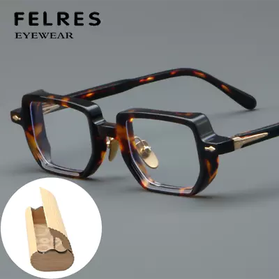 Acetate Frame Square Eyeglasses Men Classical Premium Eyewear With Bamboo Box • $55.99