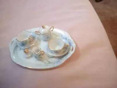 Miniature Tea Set Tray  Cups Saucers Sugar And Creamer No Teapot • $5.99