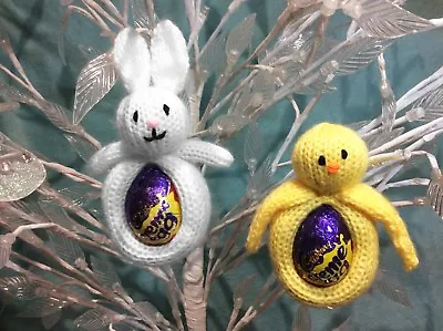 KNITTING PATTERN  - Hanging Easter Chick And Bunny Choc Cover Fits Creme Egg • £3.25