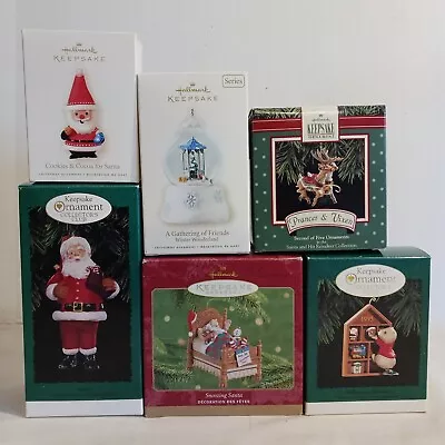 6 Mixed Hallmark Christmas Ornaments Collector's Club 1996 SANTA 1995 Memories • $34.99