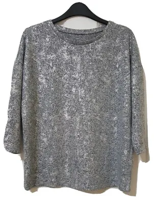 £4.99 • Buy TU Silver Shiny Top 3/4 Sleeve Knitwear Top Crew Neck Size 12 / 14 Knitwear