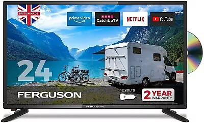 £219.95 • Buy FERGUSON 24  12v LED SMART TV+DVD+FREEVIEW HD+USB+APPS NETFLIX CARAVAN HGV BOAT
