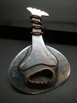 ED WIENER VINTAGE MODERNIST Sterling Silver 925 & Copper Abstract GUITAR PIN • $245