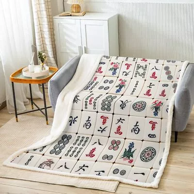 Cute Chinese Game Bed Blanket Mahjong Throw Blanket Lightweight Soft Cozy Lux... • $50