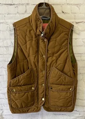 J. Crew Puffer Brown Vest Pockets Zip Up & Snap Recycled Materials Size M  • $34.99