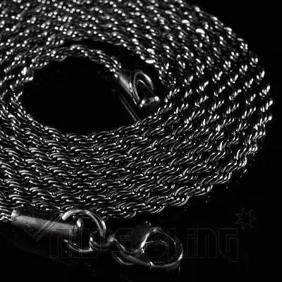 18K IP BLACK GOLD Plated Gunmetal Stainless Steel Rope Chain Link Mens Necklace • $9.99
