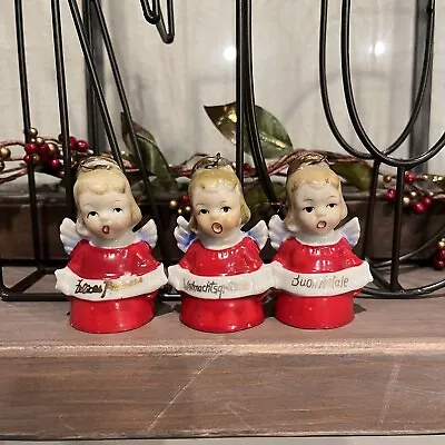 6 Vtg Angel Christmas Tree Bell Ornaments Ardalt Japan Original Labels • $39.60