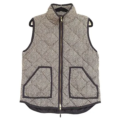 J Crew Factory Sz M Excursion Puffer Quilted DOWN Vest Herringbone Print EUC N • $30