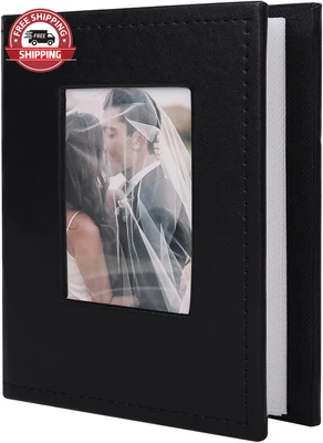 $25.05 • Buy 100 Photo Album For 4X6 100 Small Photos Albums Black Premium Leather Cover Inne