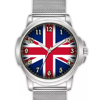 Union Jack Uk United Kingdom Flag Men's Watch Bracelet Birthday Fathers Day Gift • £37.95