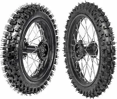60/100-14 80/100-12 Front Rear Wheel Tires Rim For Kawasaki Pit Bike KLX110 KX65 • $184.59