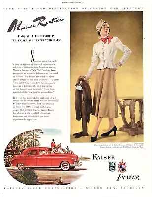 1946 Classic Car AD KAISER FRAZER Maurice Rentner Designer Applauds Style 082523 • $9.95