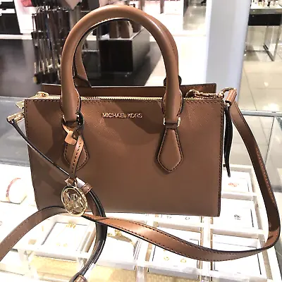 Michael Kors Small Satchel Bag Handbag Purse Messenger Crossbody Luggage Brown • $117.50