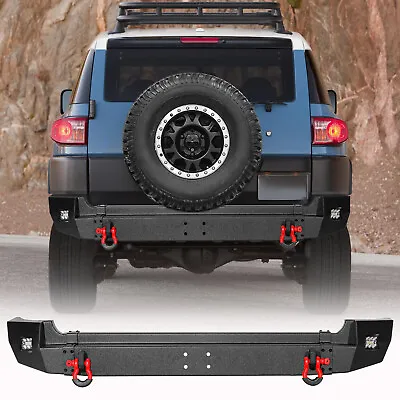 For 2007-2014 Toyota FJ Cruiser Offroad Rear Bumper W/D-Rings LED Driving Lights • $499.69