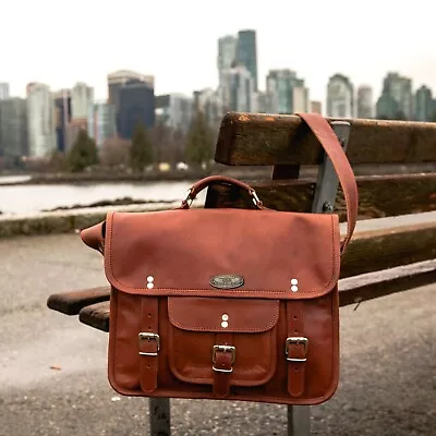 25 Inch Men's Real Vintage Leather Messenger New Shoulder Laptop Bag Briefcase • $52.64