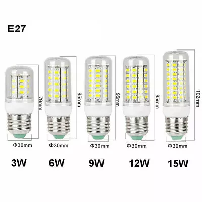 LED Corn Light Bulbs E12 E27 G9 GU10 Screw Base White Lamps 6W 12W 15W 110V 120V • $2.49