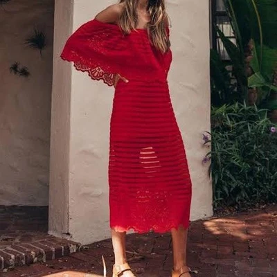 $70 • Buy ALICE MCCALL Hallelujah Off The Shoulder Scarlet Red Dress Size 8
