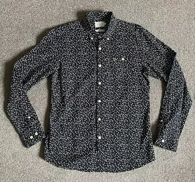 Farah Shirt Size M Black Long Sleeve Collared Cotton Slim Fit Men’s • £15.99