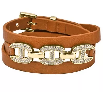 New Michael Kors Brown Double Wrap Luggage Leather Bracelet  MKJ3546710 $115 • $69.99