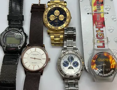 $26.50 • Buy Vintage Watch Lot Of 5 Men's Watches - Stuhrling, Relic, Casio, Guess, The Doors