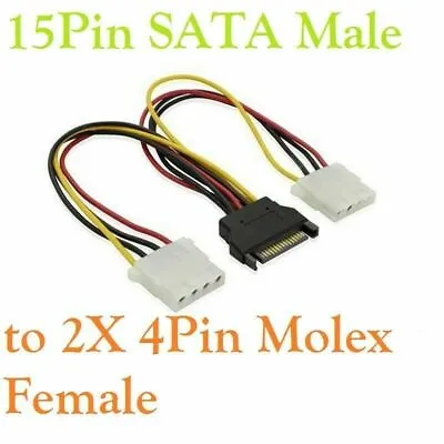 £2.99 • Buy Dual IDE Molex Female To SATA Power Y Splitter Cable For Hard Drive HDD DVD 20cm