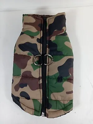 Small Dog Jacket Quilted Puffer Coat Vest Zip Camo Camouflage Size M • £8.99